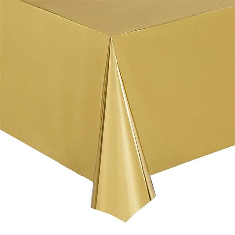 gold plastic tablecloth|gold tablecloths for rectangle tables.